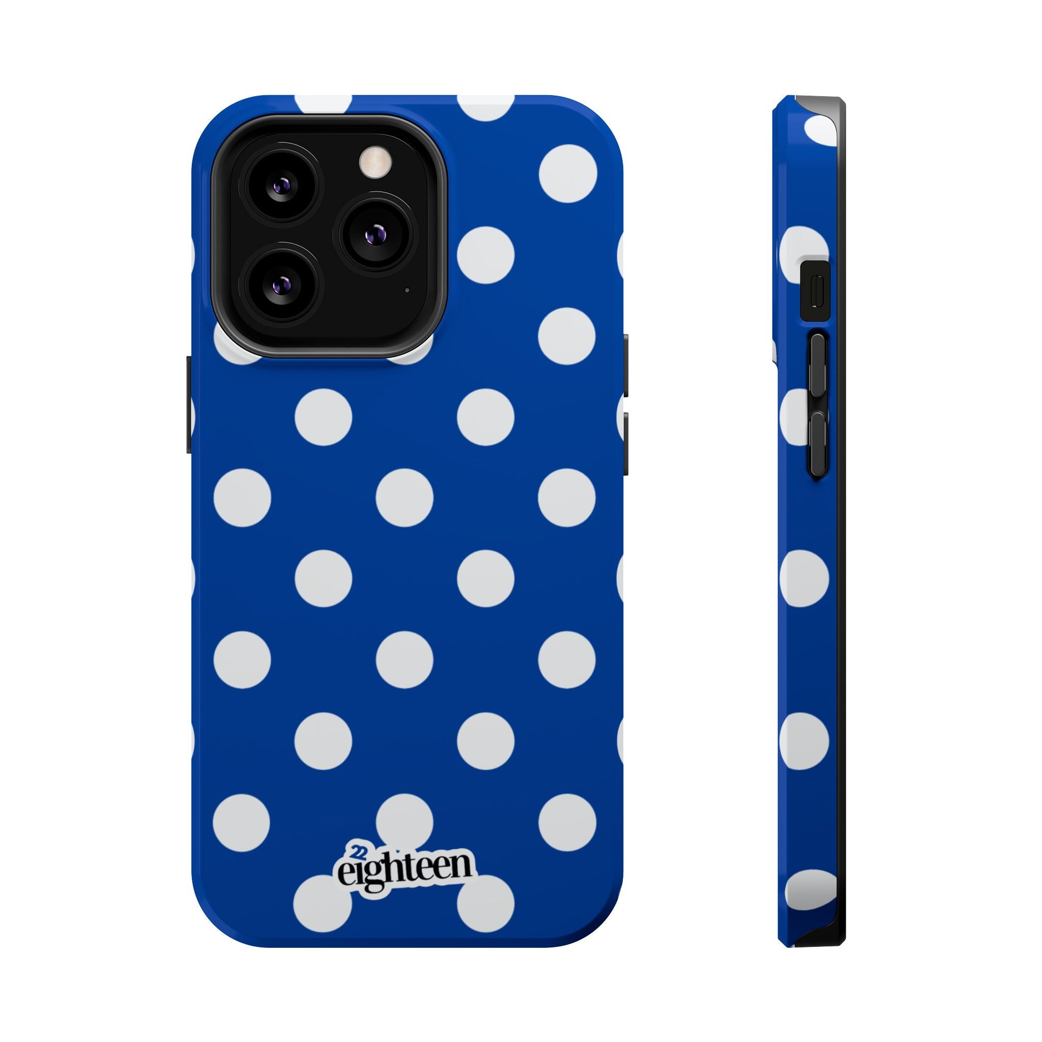 Royal Blue & White Polka Dot MagSafe Tough Case