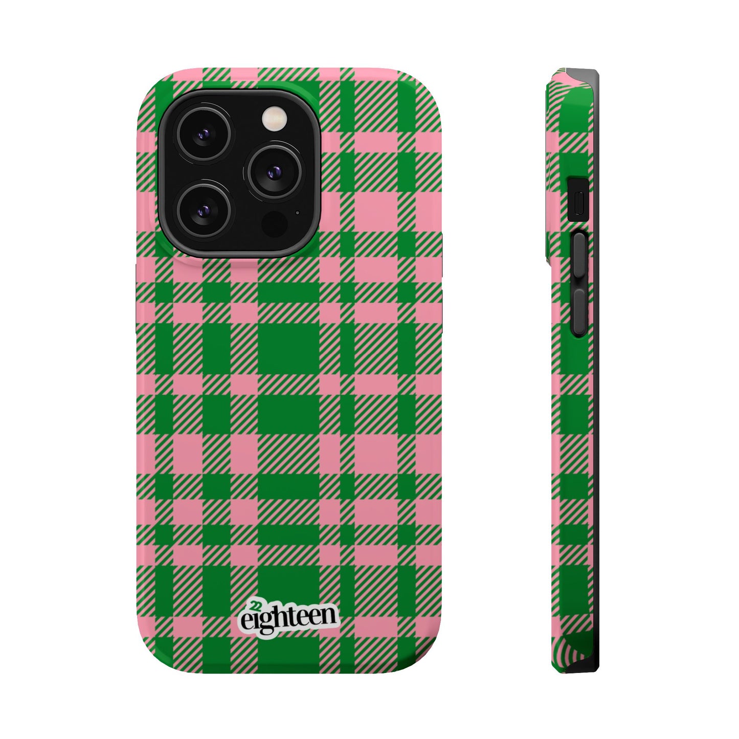 Pink Salmon & Apple Green Sorority Plaid MagSafe Tough Case