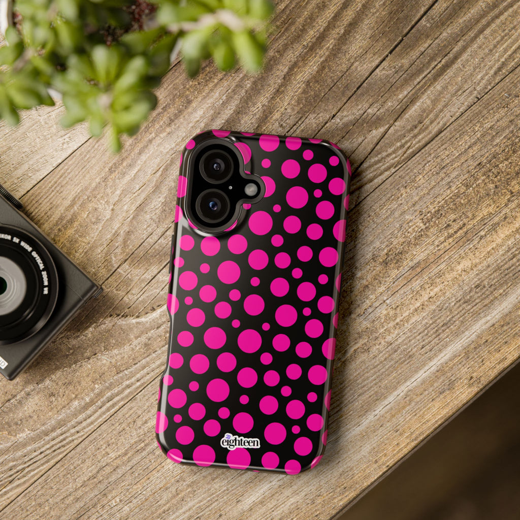 Black + Pink Poppy MagSafe Tough Case