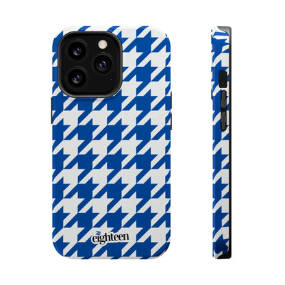 Royal Blue & White Sorority Houndstooth MagSafe Tough Case