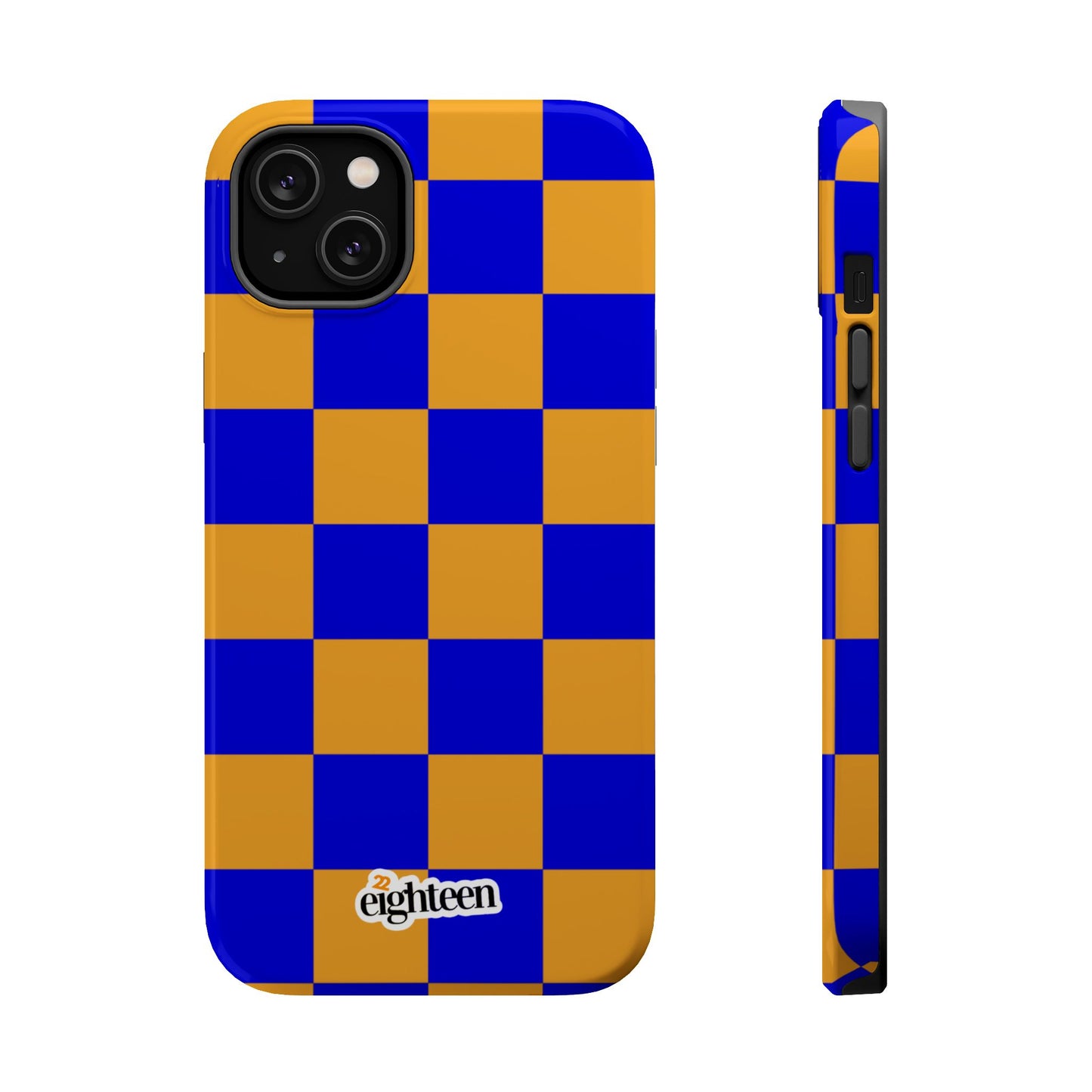 Royal Blue & Gold Checkered MagSafe Tough Case