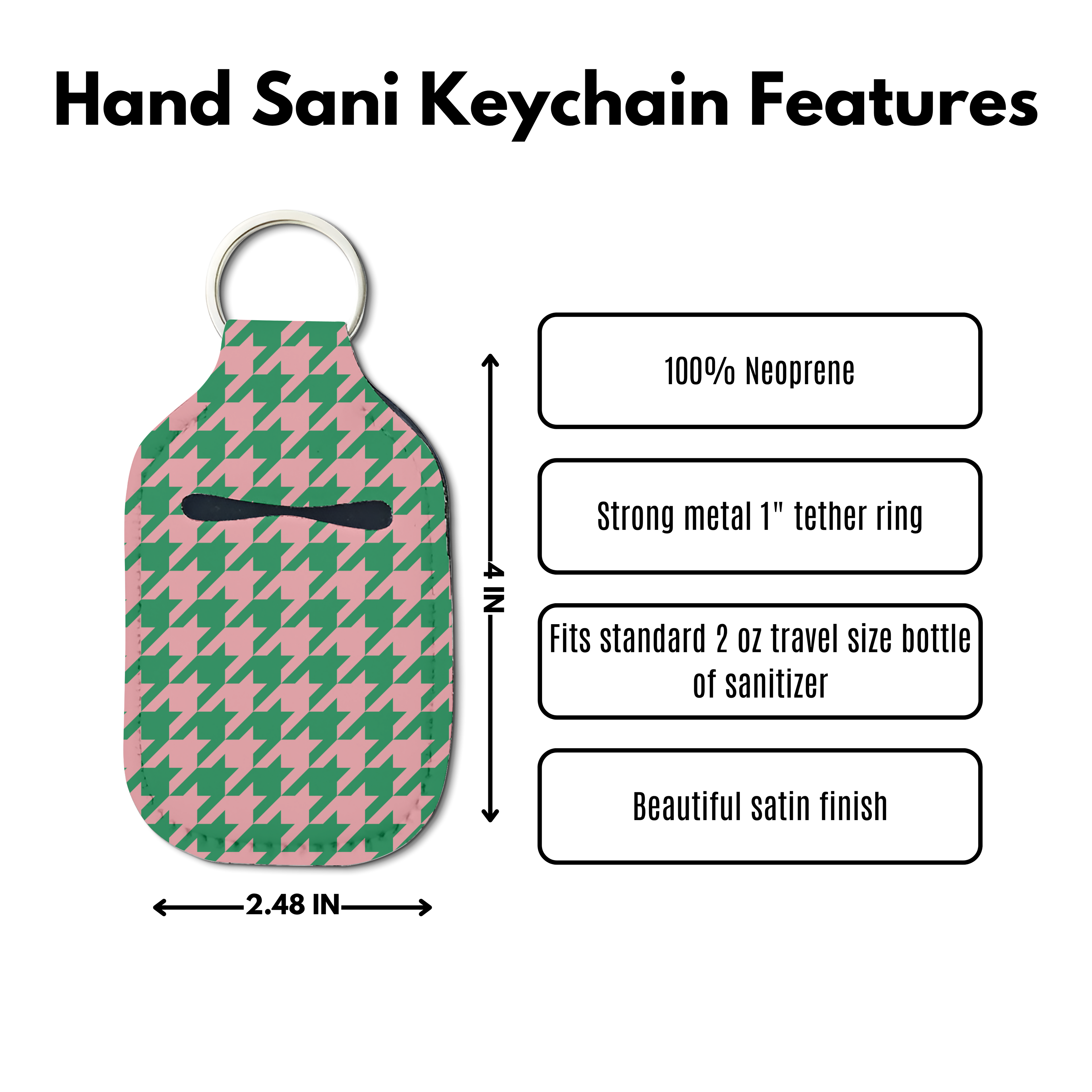 Houndstooth Hand Sanitizer Keychain