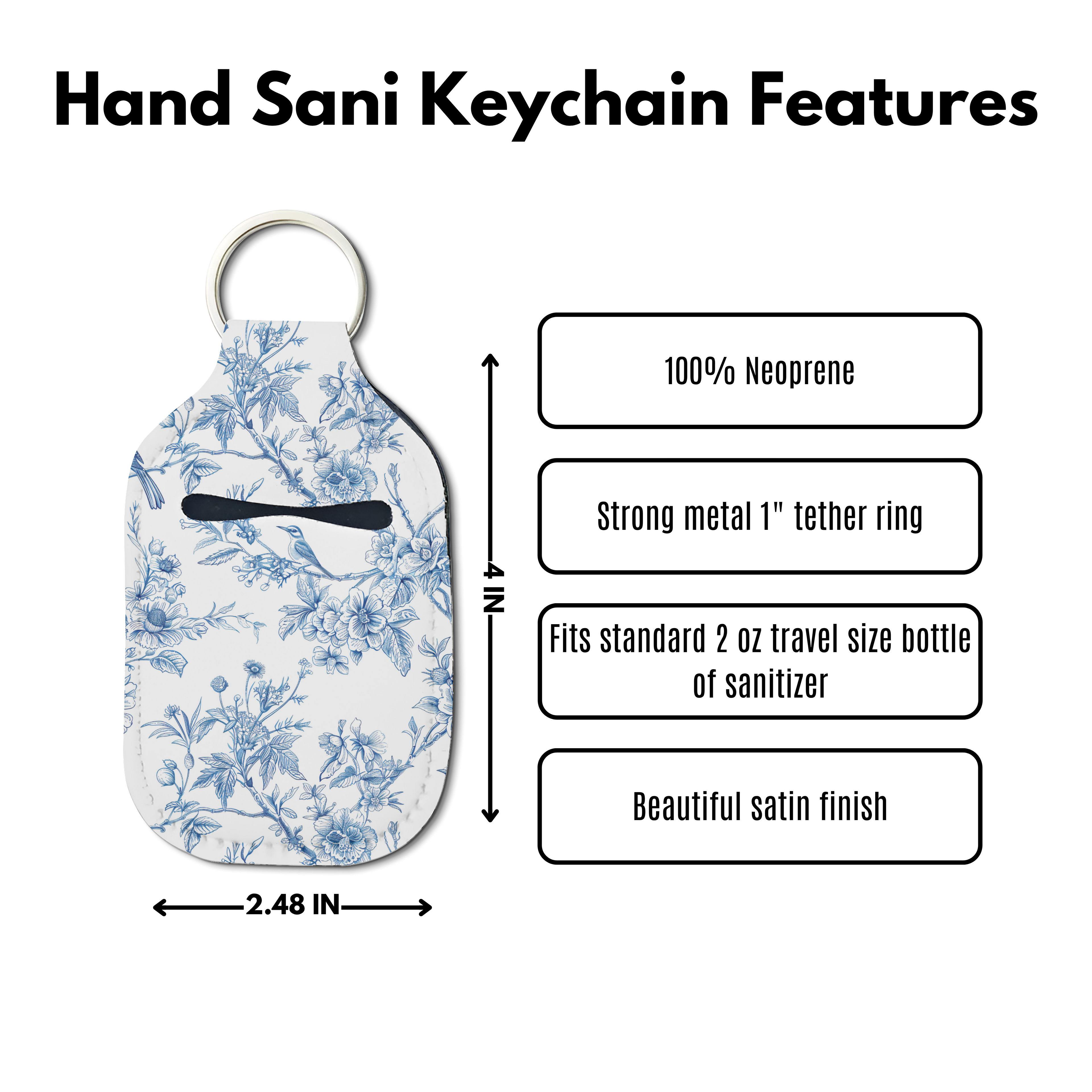Porcelain Bloom Hand Sanitizer Keychain
