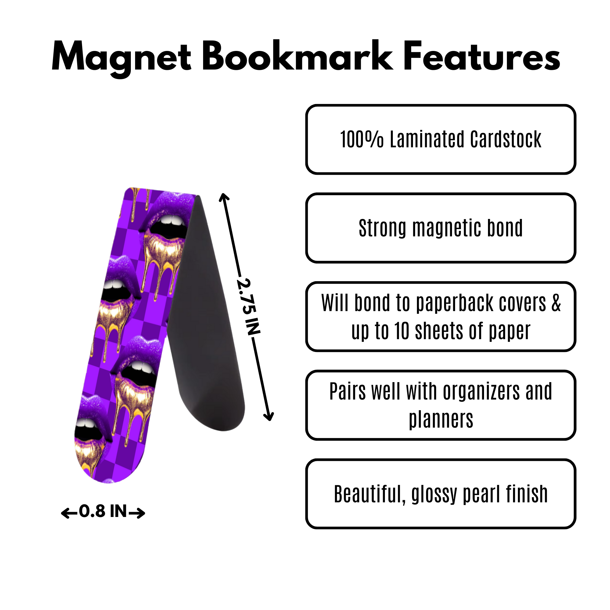 Pouty Lip Magnetic Bookmark 3-PK