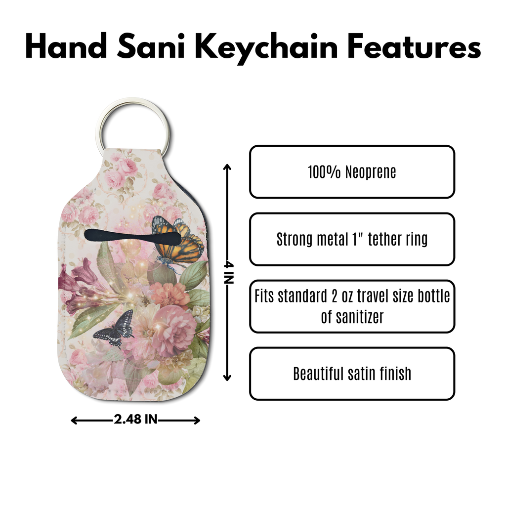 Vintage Bloom Hand Sanitizer Keychain