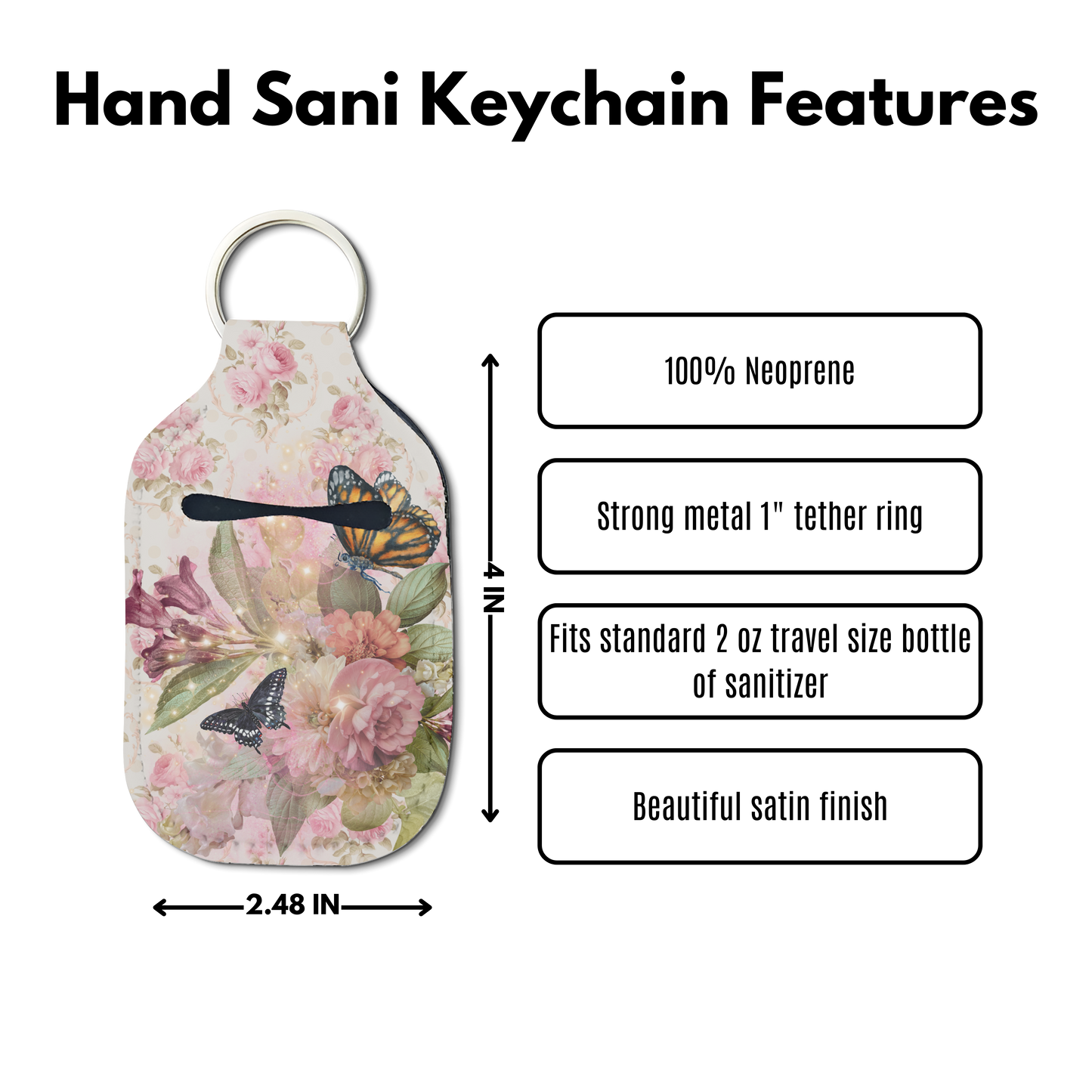 Vintage Bloom Hand Sanitizer Keychain