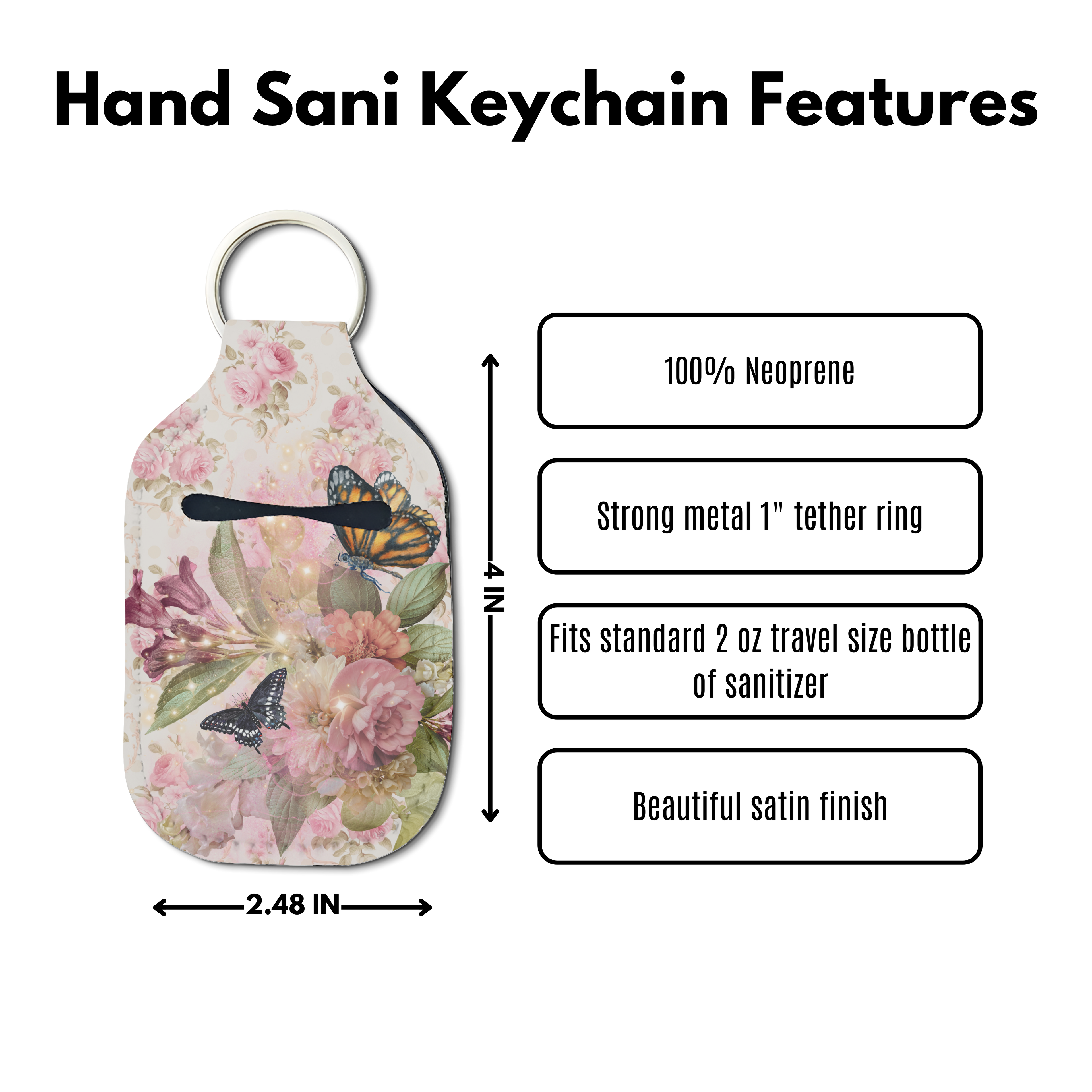 Vintage Bloom Hand Sanitizer Keychain
