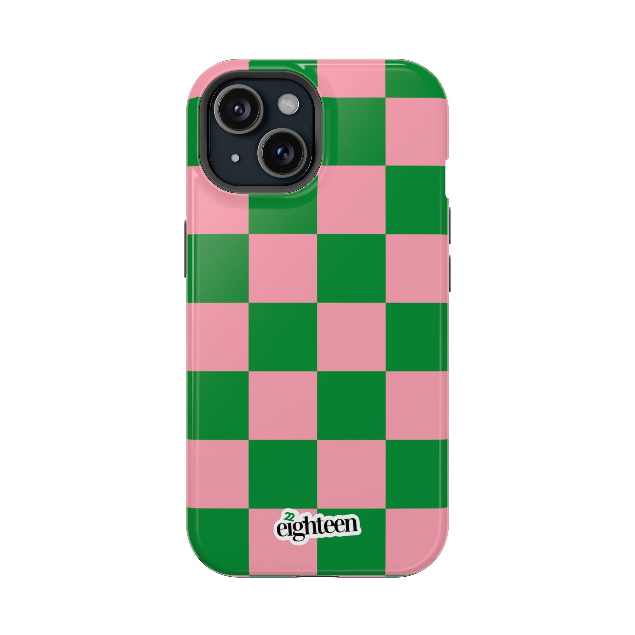 Pink Salmon & Apple Green Sorority Checkered MagSafe Tough Case