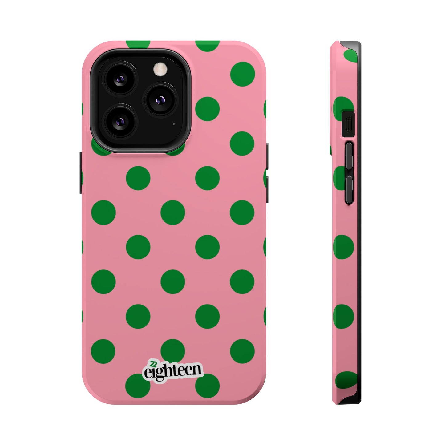Pink Salmon & Apple Green Sorority Polka Dot MagSafe Tough Case