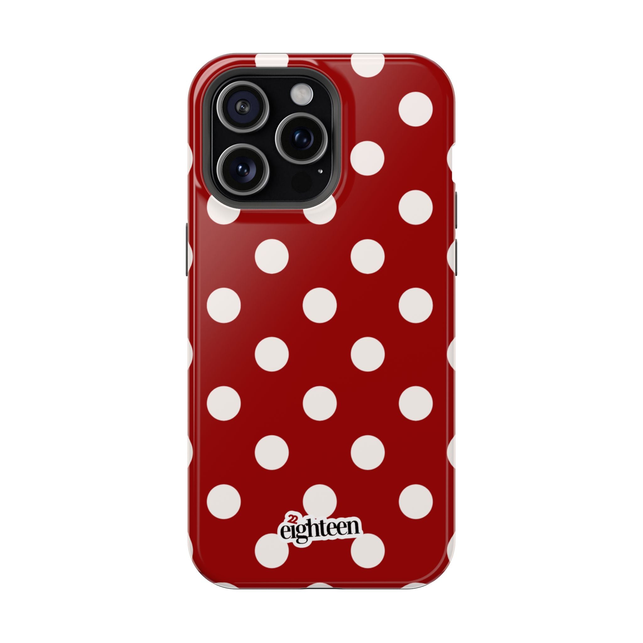 Crimson & Cream Polka Dot MagSafe Tough Case