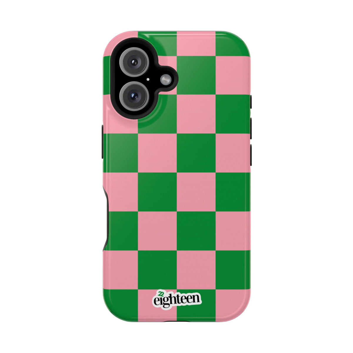 Pink Salmon & Apple Green Check, Please! MagSafe Phone Case