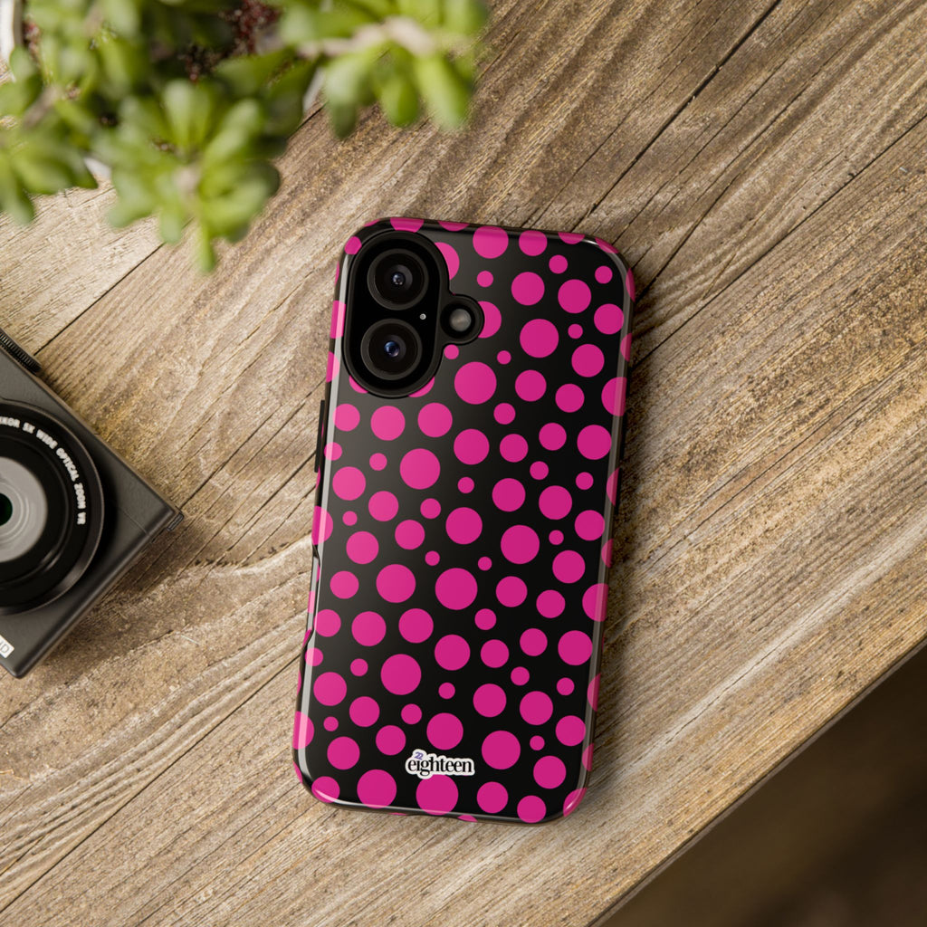 Black + Pink Poppy Tough Phone Case