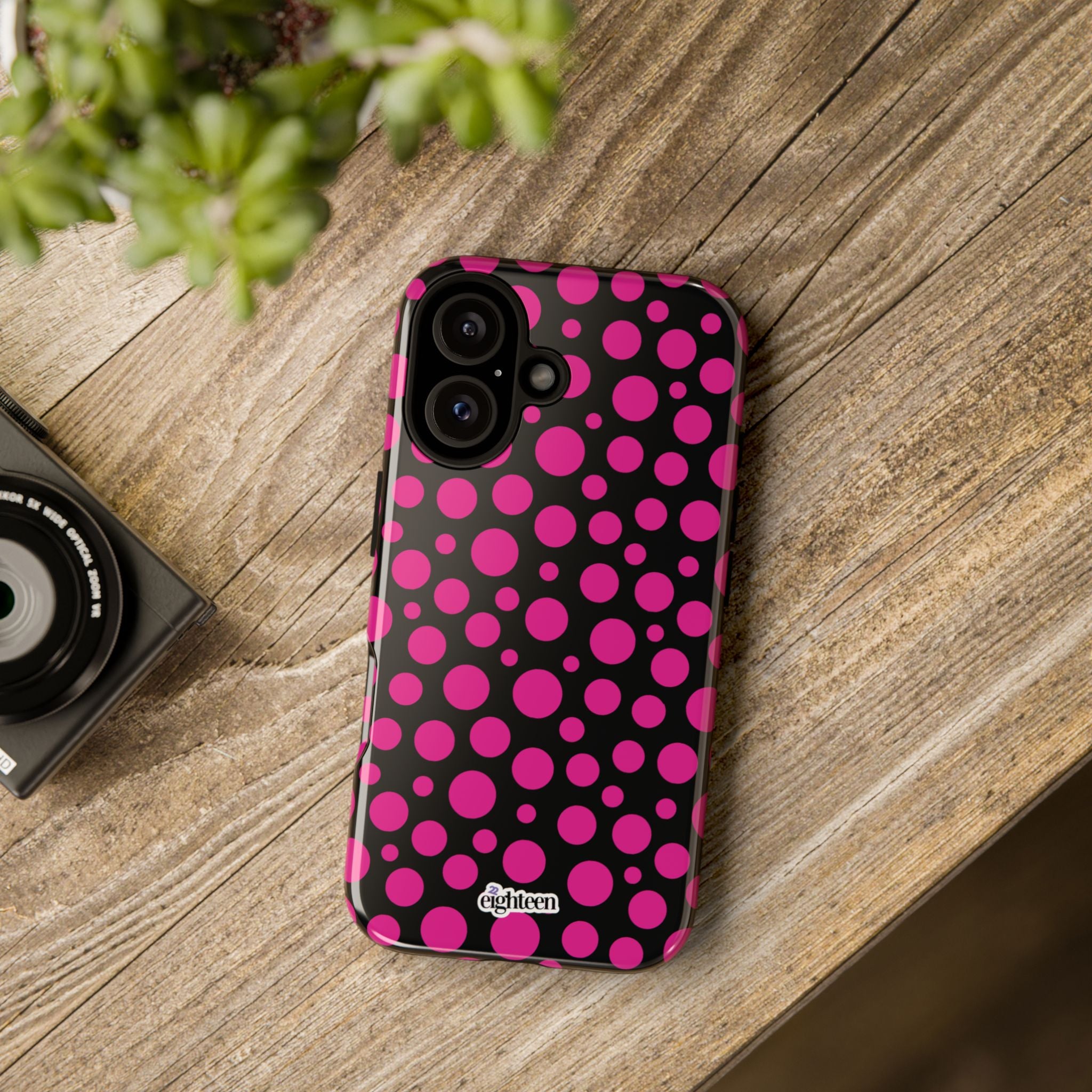 Black + Pink Poppy Tough Phone Case
