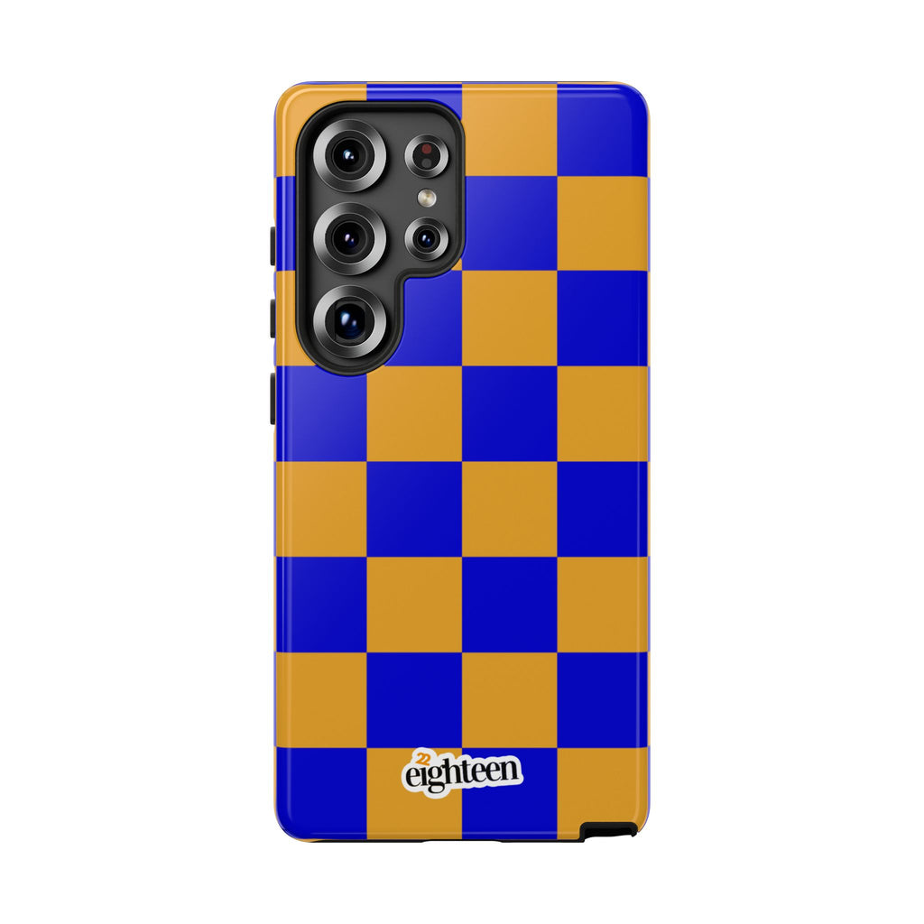 Royal Blue & Gold Check, Please! Phone Case