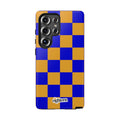 Royal Blue & Gold Check, Please! Phone Case