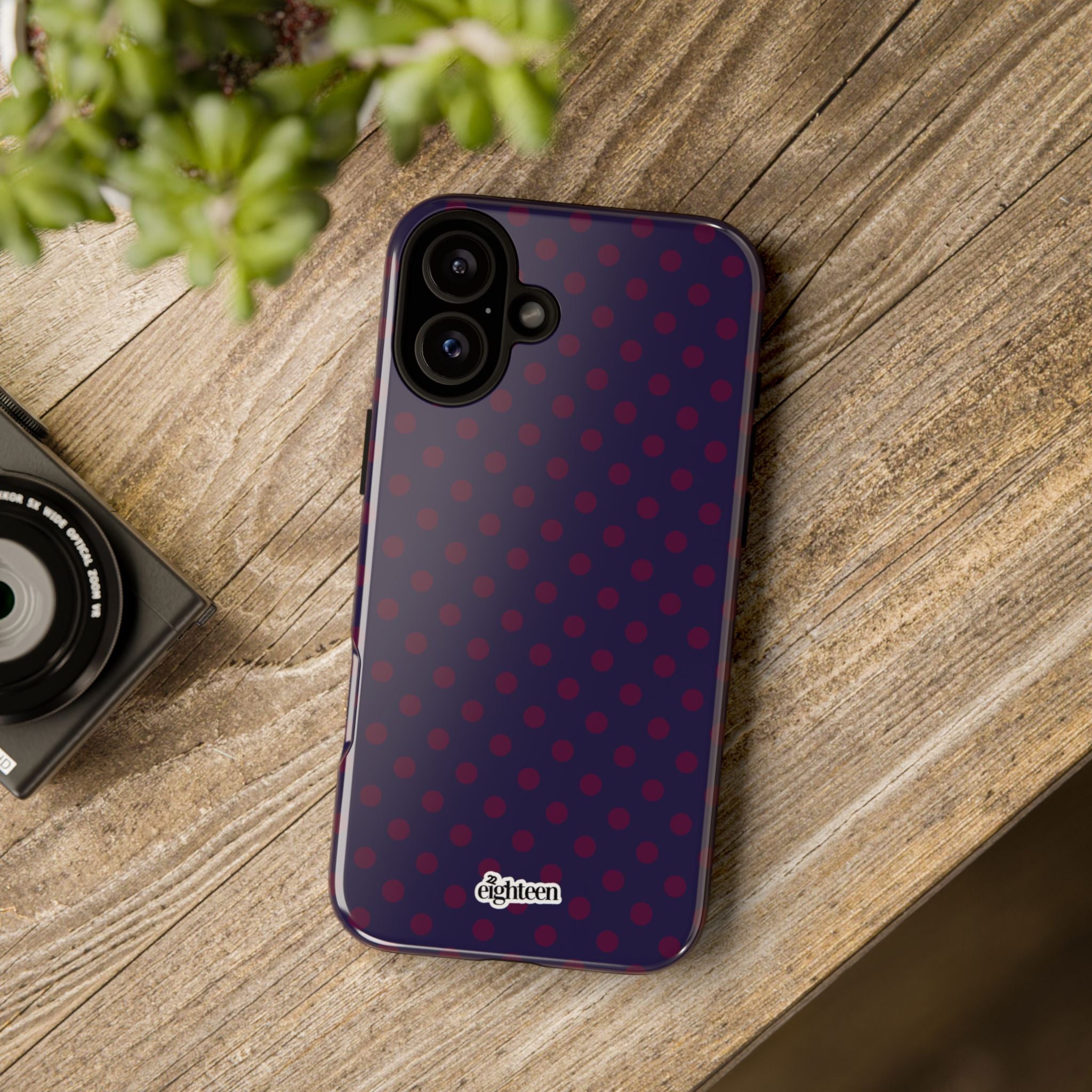 Night Blue & Burgundy Dot Theory Phone Case