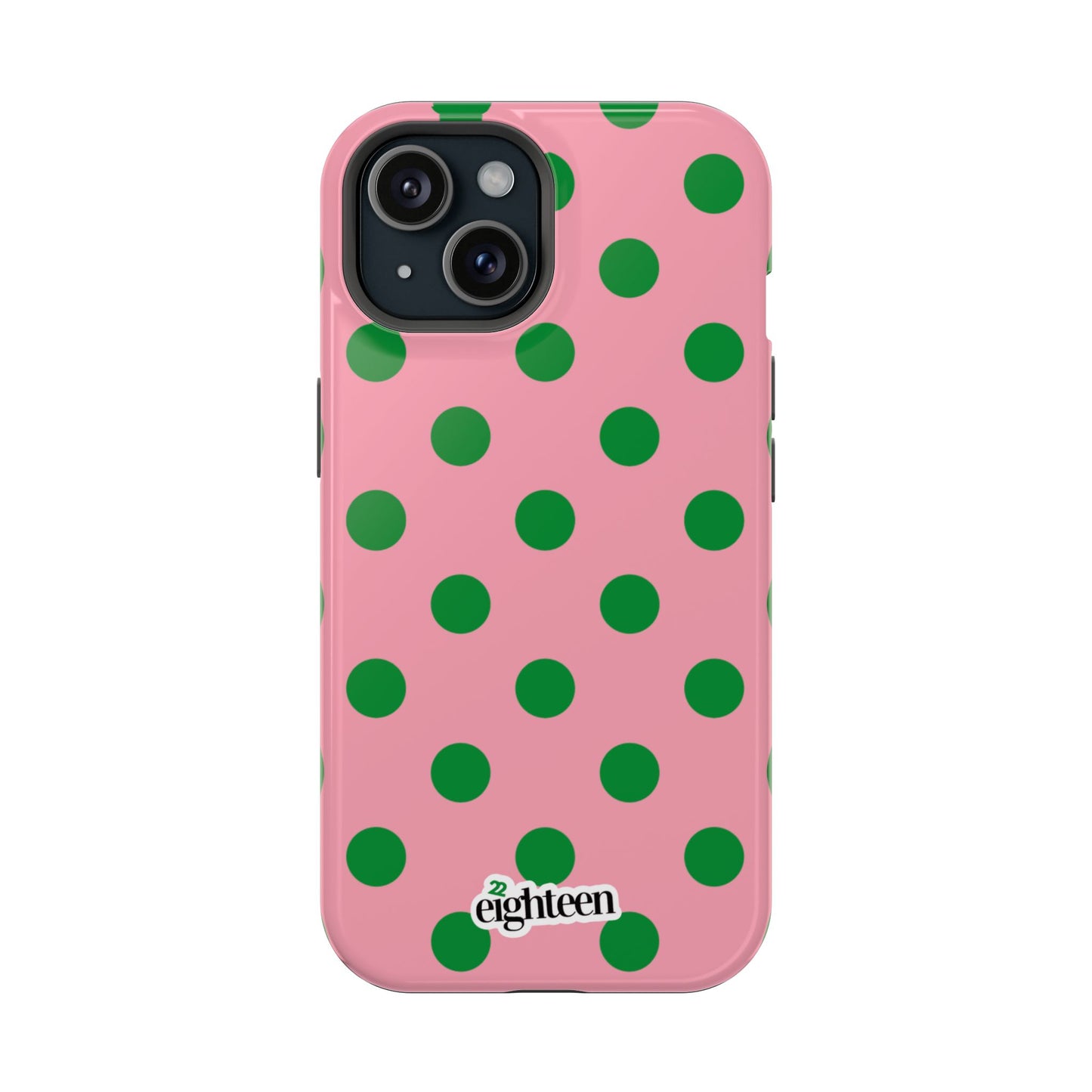 Pink Salmon & Apple Green Sorority Polka Dot MagSafe Tough Case