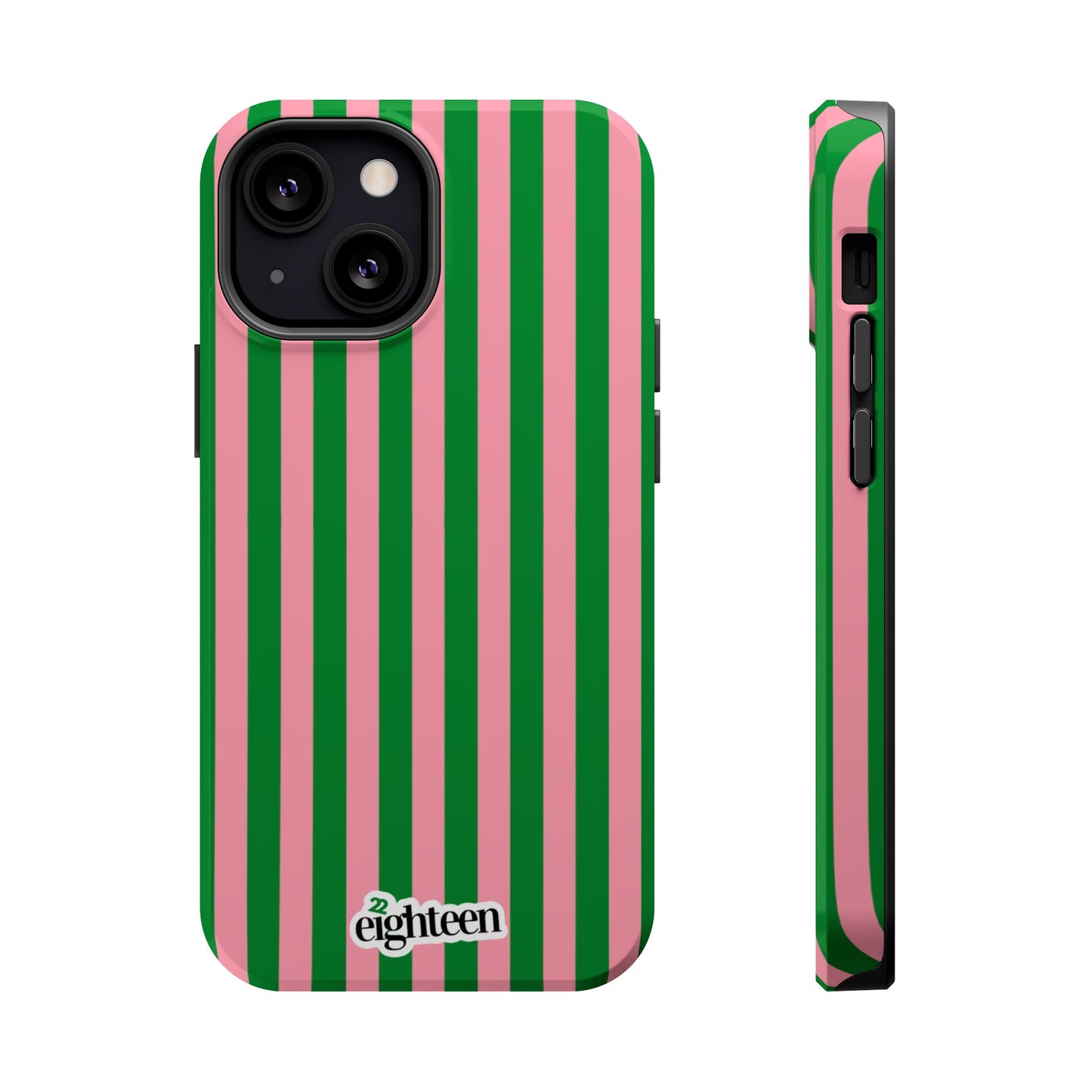 Pink Salmon & Apple Green Sorority Stripe MagSafe Tough Case