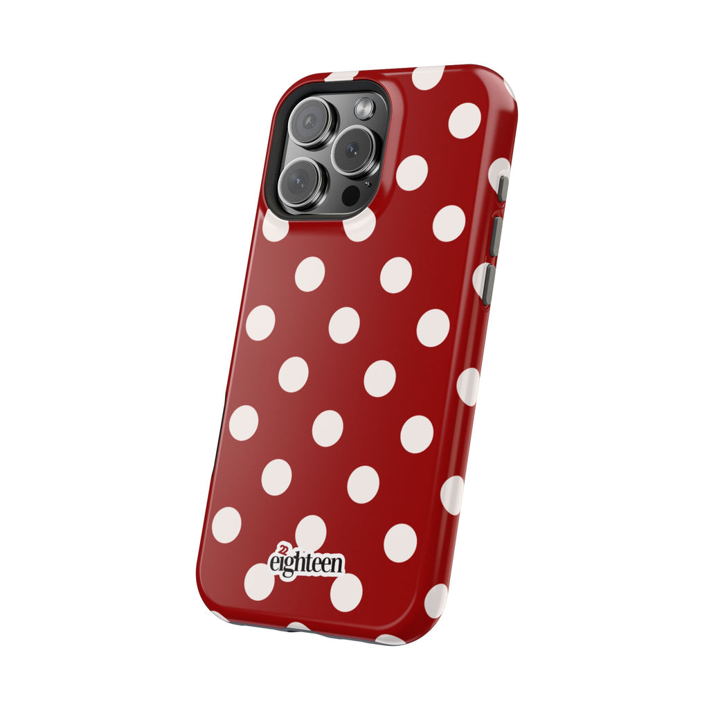 Crimson & Cream Polka Dot MagSafe Tough Case