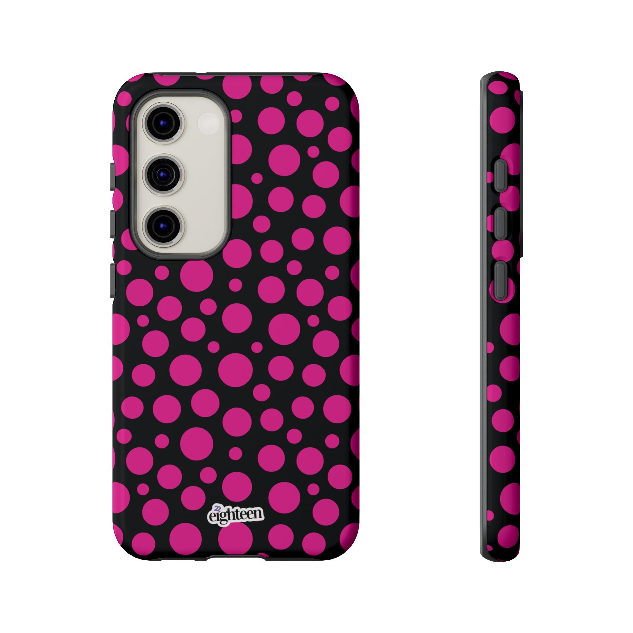 Black + Pink Poppy Tough Phone Case