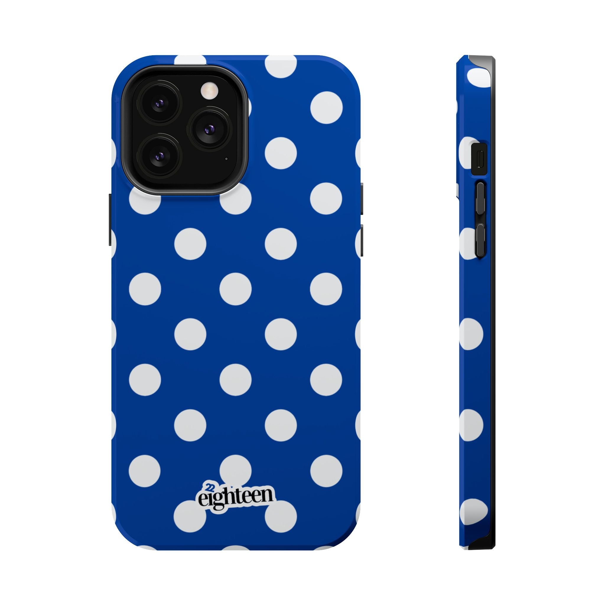 Royal Blue & White Polka Dot MagSafe Tough Case