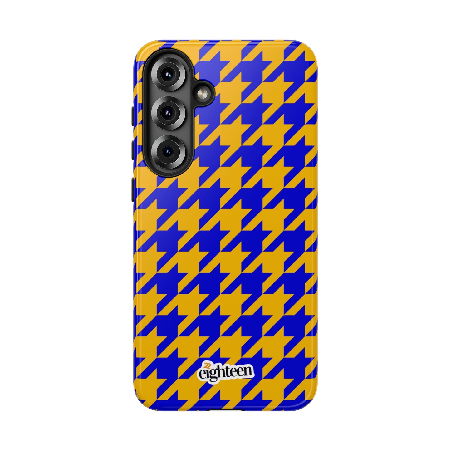 Royal Blue & Gold Houndstooth Tough Phone Case