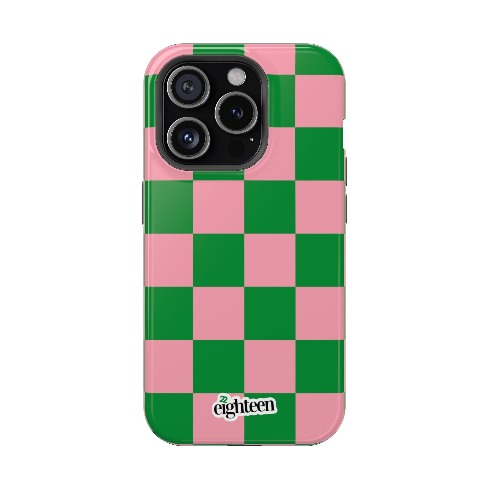 Pink Salmon & Apple Green Sorority Checkered MagSafe Tough Case