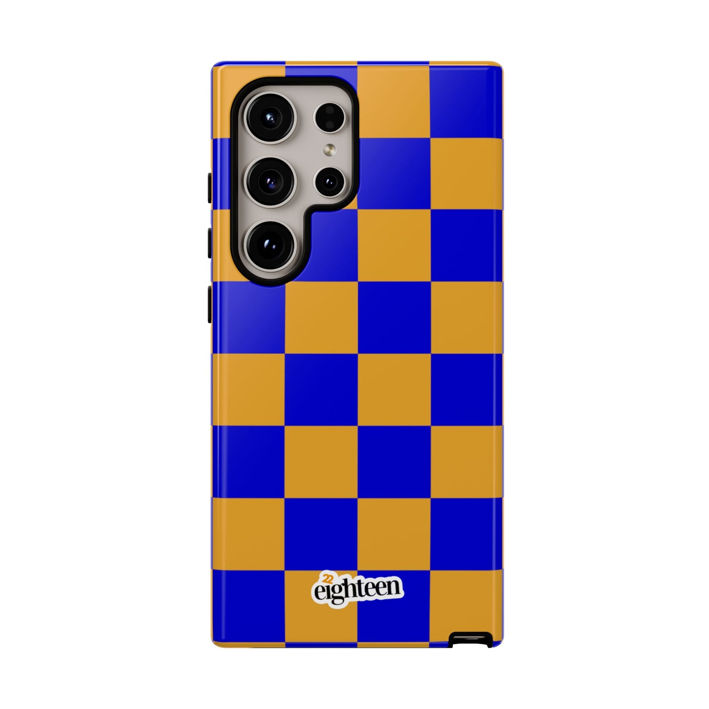 Royal Blue & Gold Checkered Tough Phone Case
