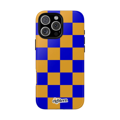 Royal Blue & Gold Check, Please! Tough Phone Case