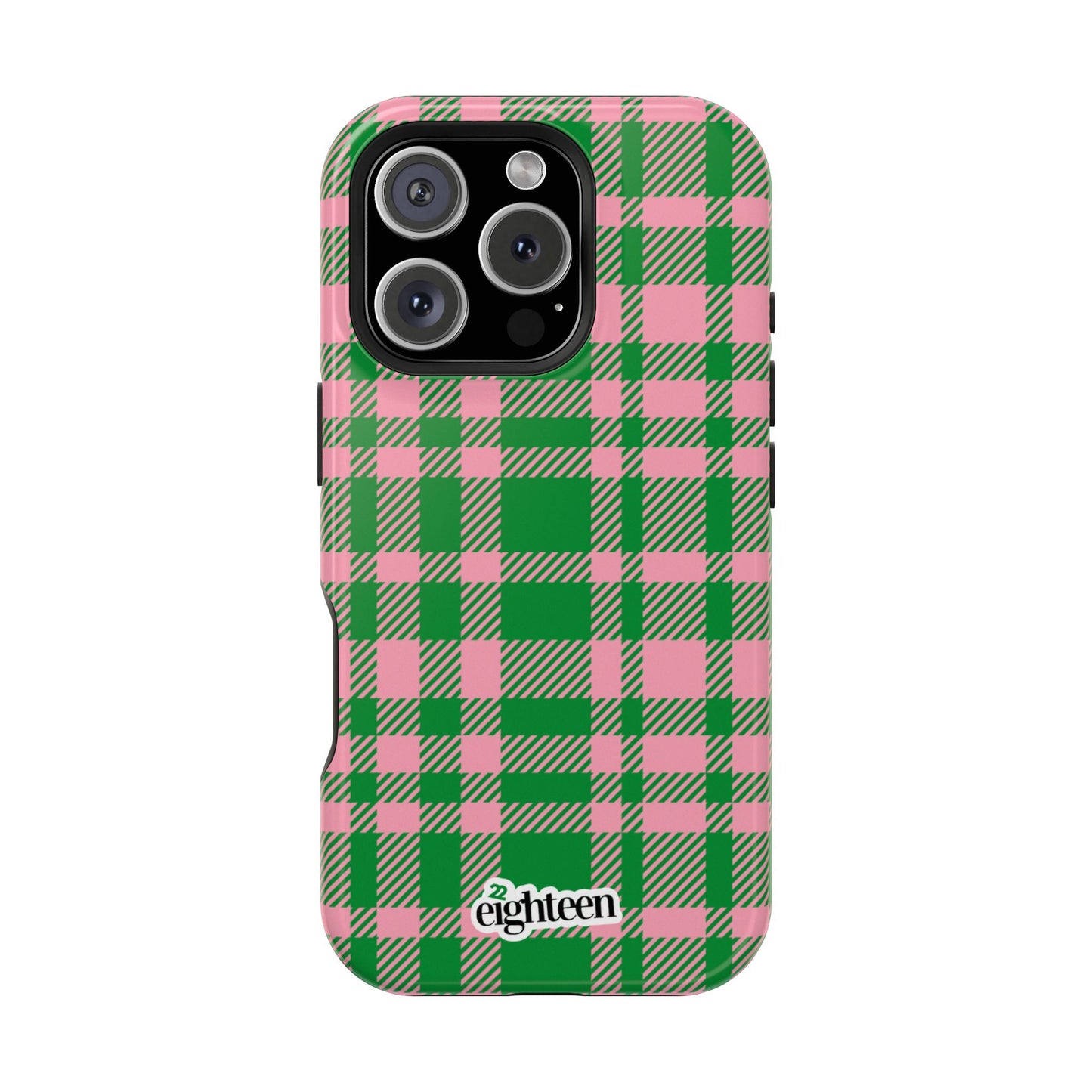 Pink Salmon & Apple Green Sorority Plaid MagSafe Tough Case