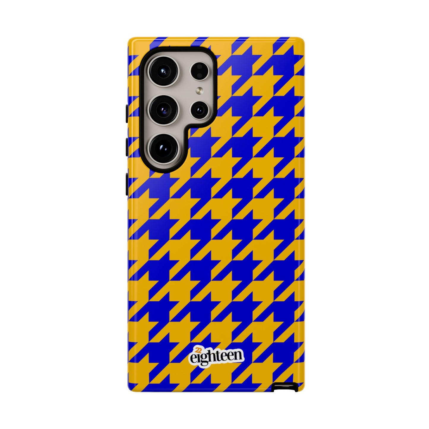 Royal Blue & Gold Houndstooth Tough Phone Case