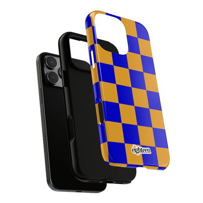 Royal Blue & Gold Checkered Tough Phone Case