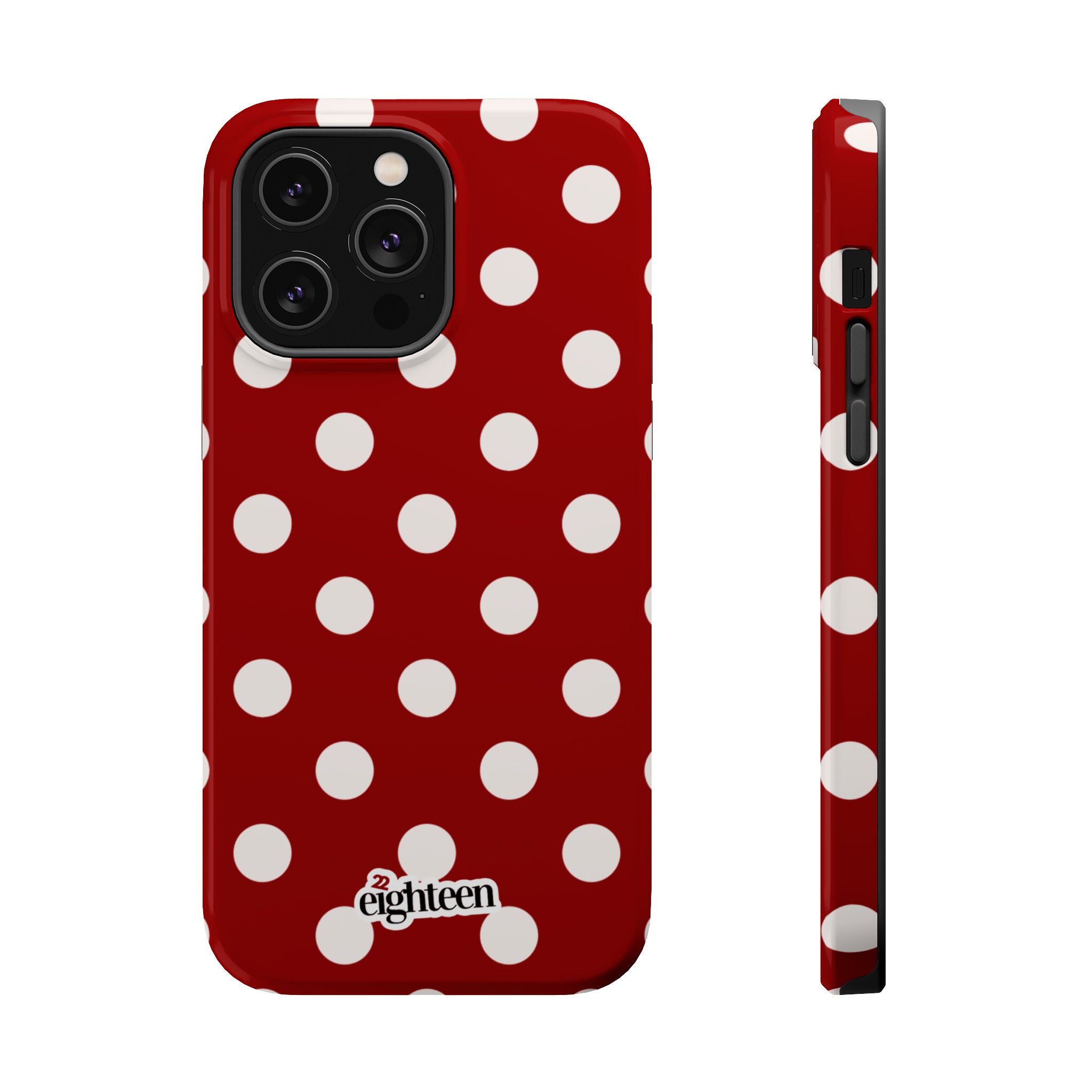 Crimson & Cream Polka Dot MagSafe Tough Case