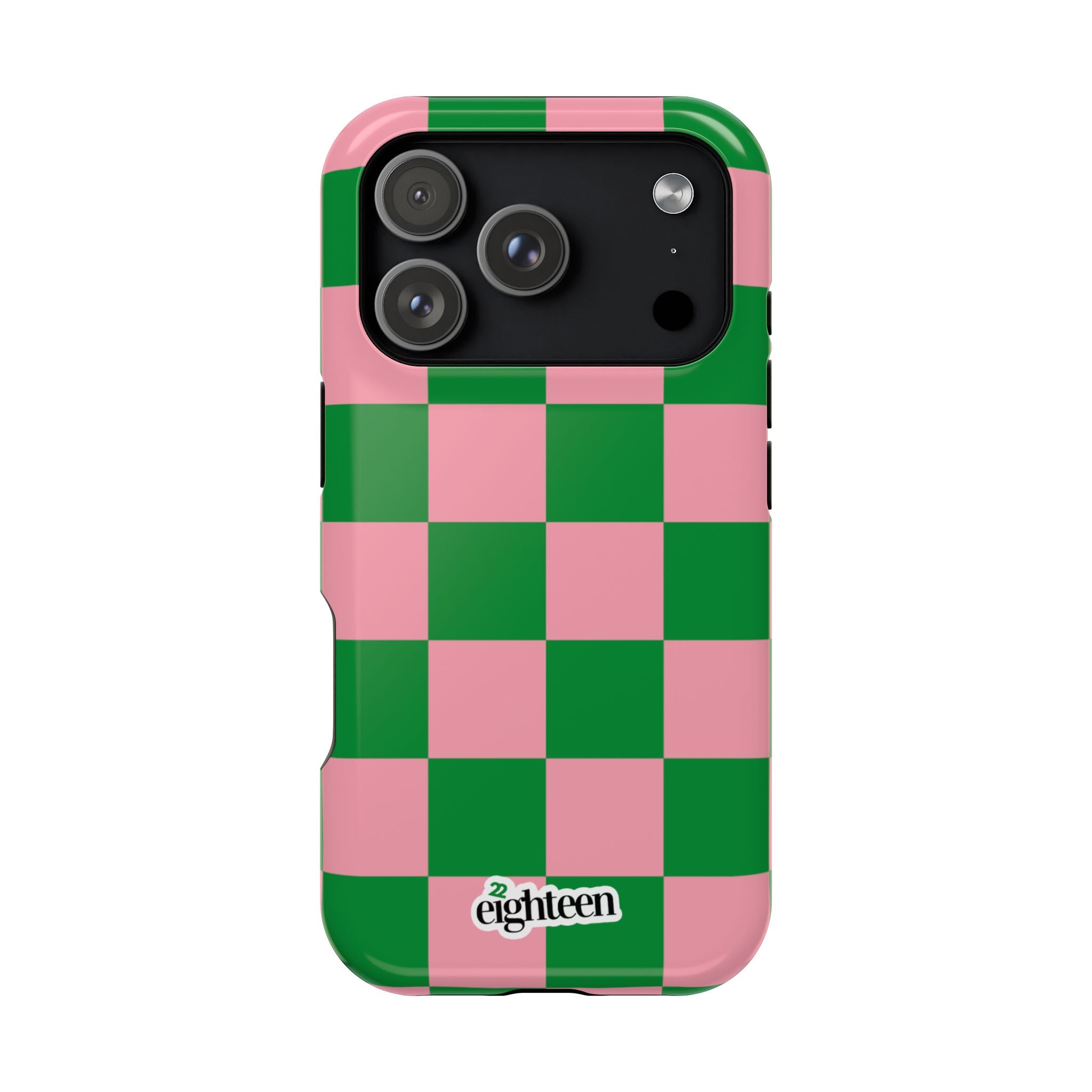 Pink Salmon & Apple Green Sorority Checkered MagSafe Tough Case