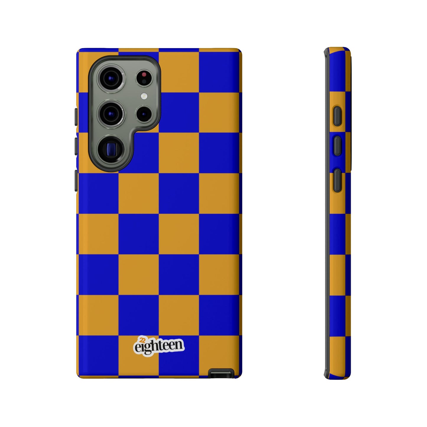 Royal Blue & Gold Checkered Tough Phone Case