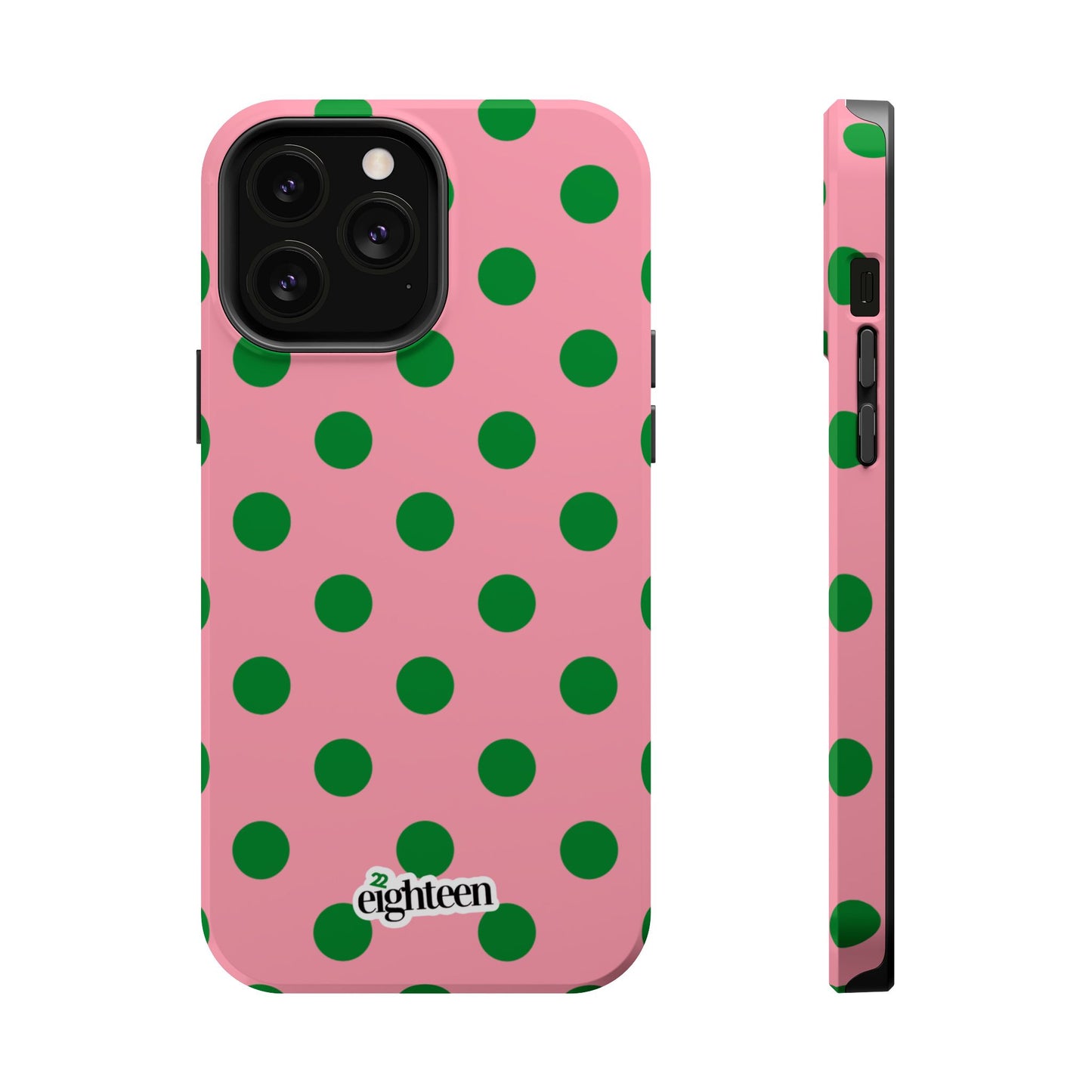 Pink Salmon & Apple Green Sorority Polka Dot MagSafe Tough Case
