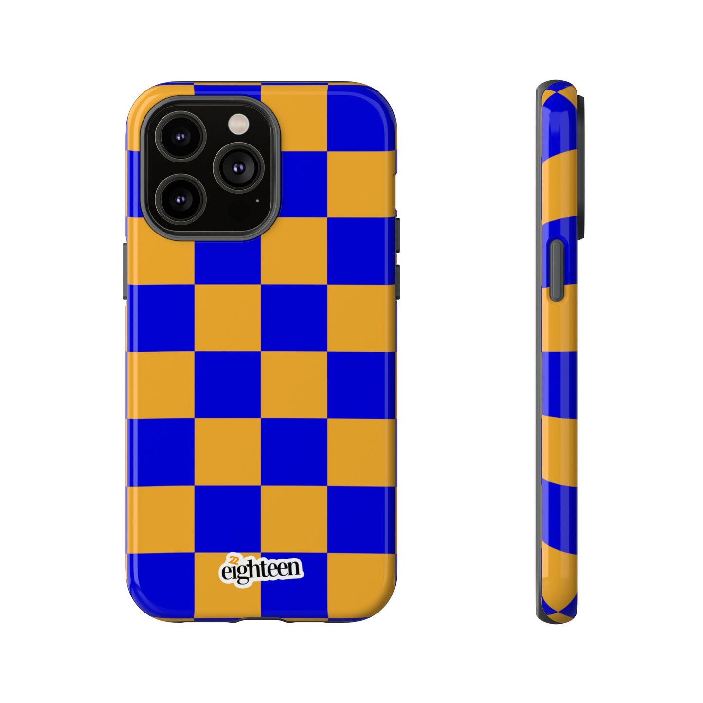 Royal Blue & Gold Checkered Tough Phone Case