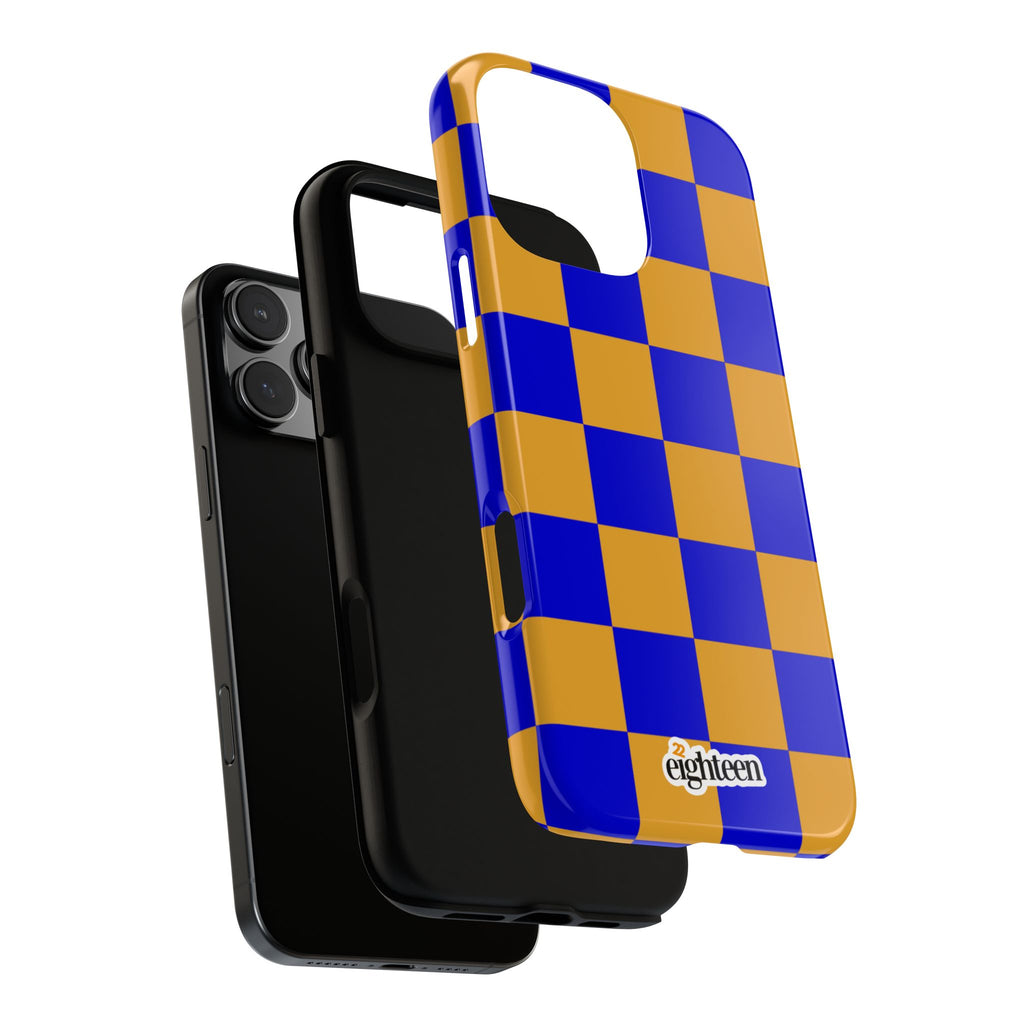 Royal Blue & Gold Check, Please! Tough Phone Case