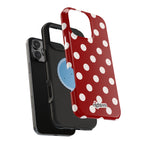 Crimson & Cream Polka Dot MagSafe Tough Case