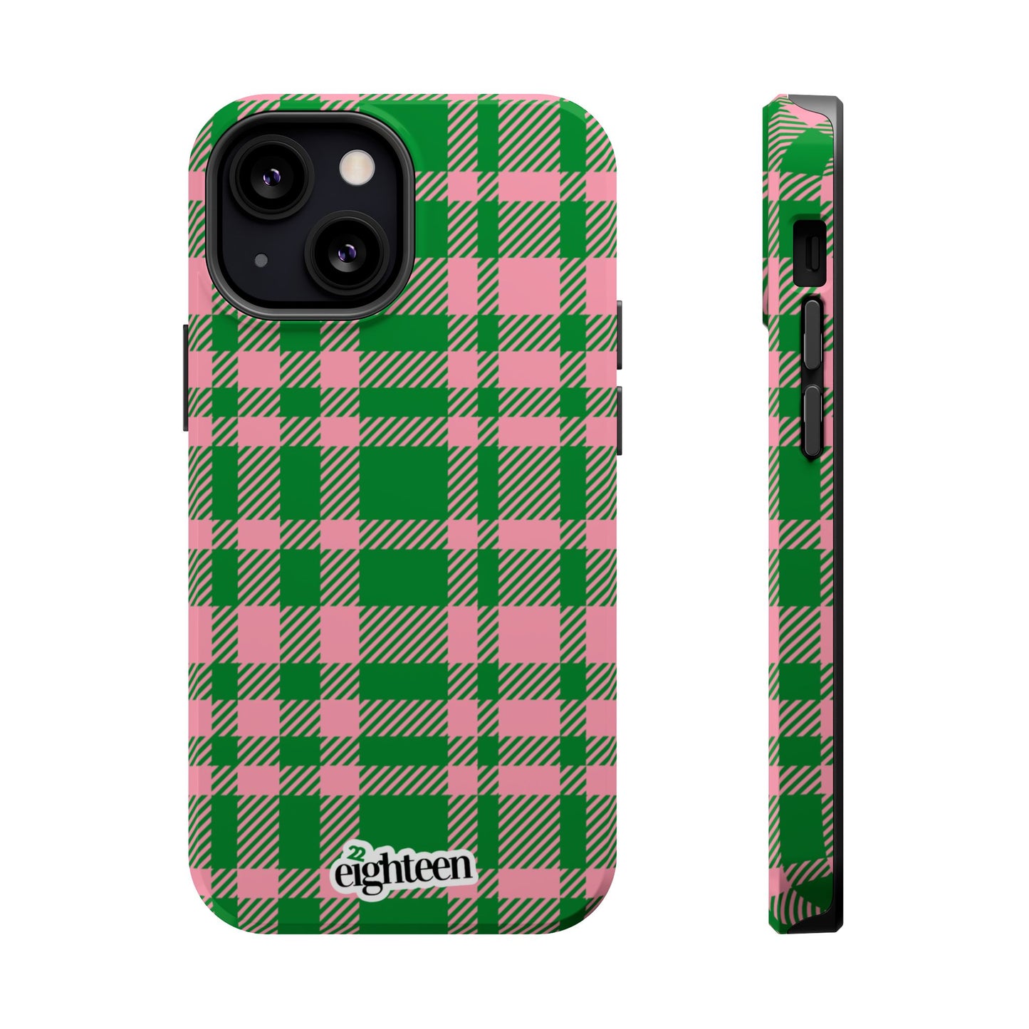 Pink Salmon & Apple Green Sorority Plaid MagSafe Tough Case