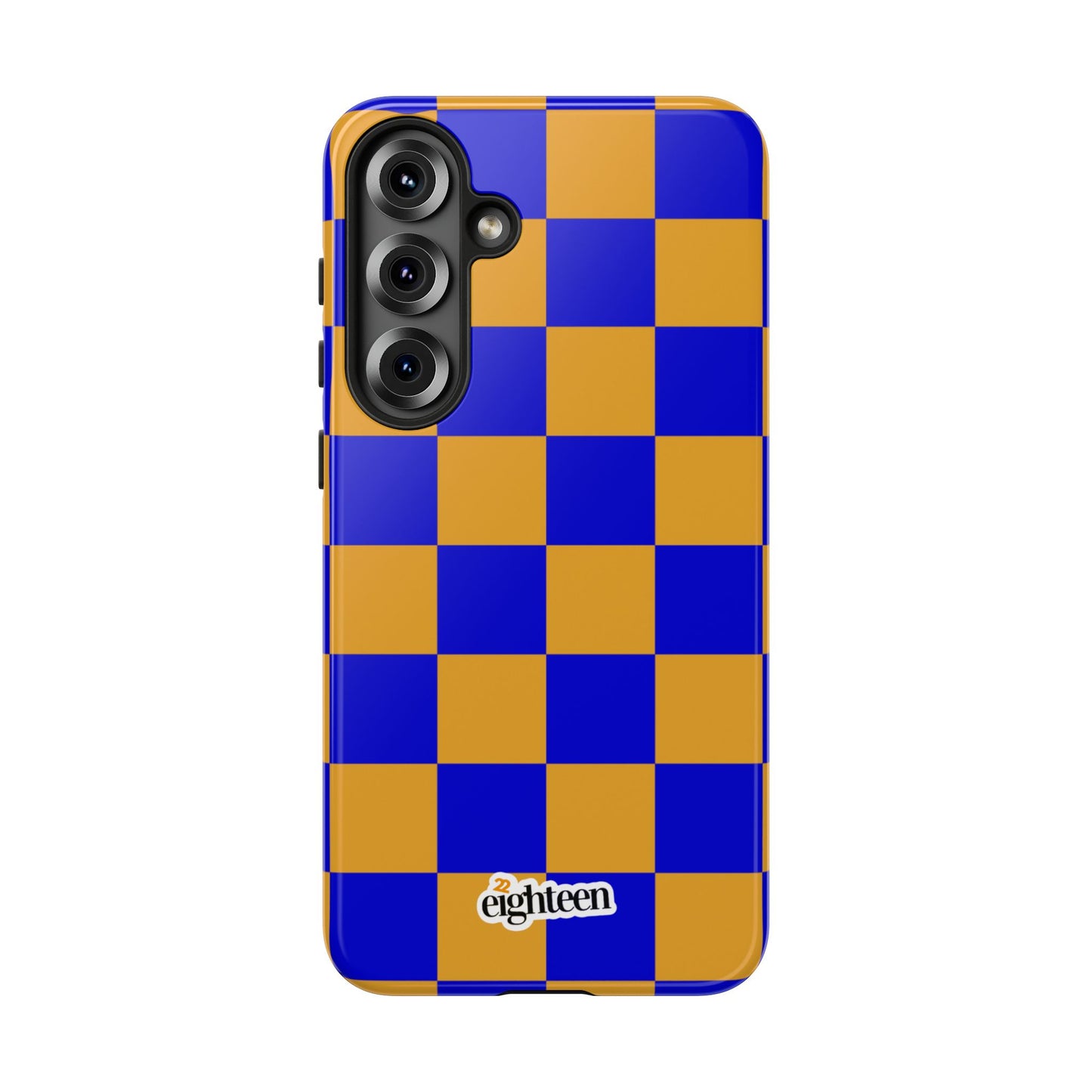 Royal Blue & Gold Checkered Tough Phone Case