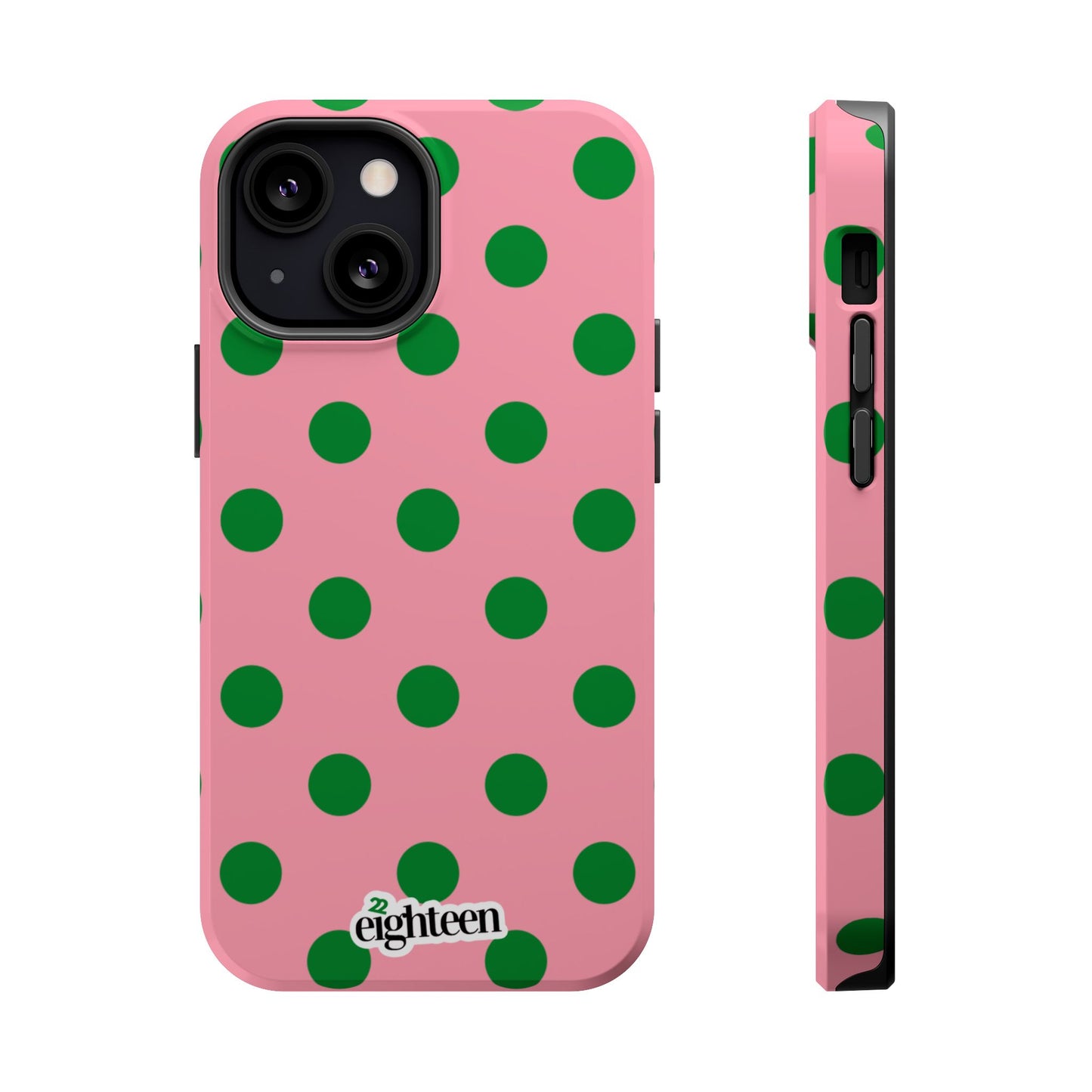 Pink Salmon & Apple Green Sorority Polka Dot MagSafe Tough Case