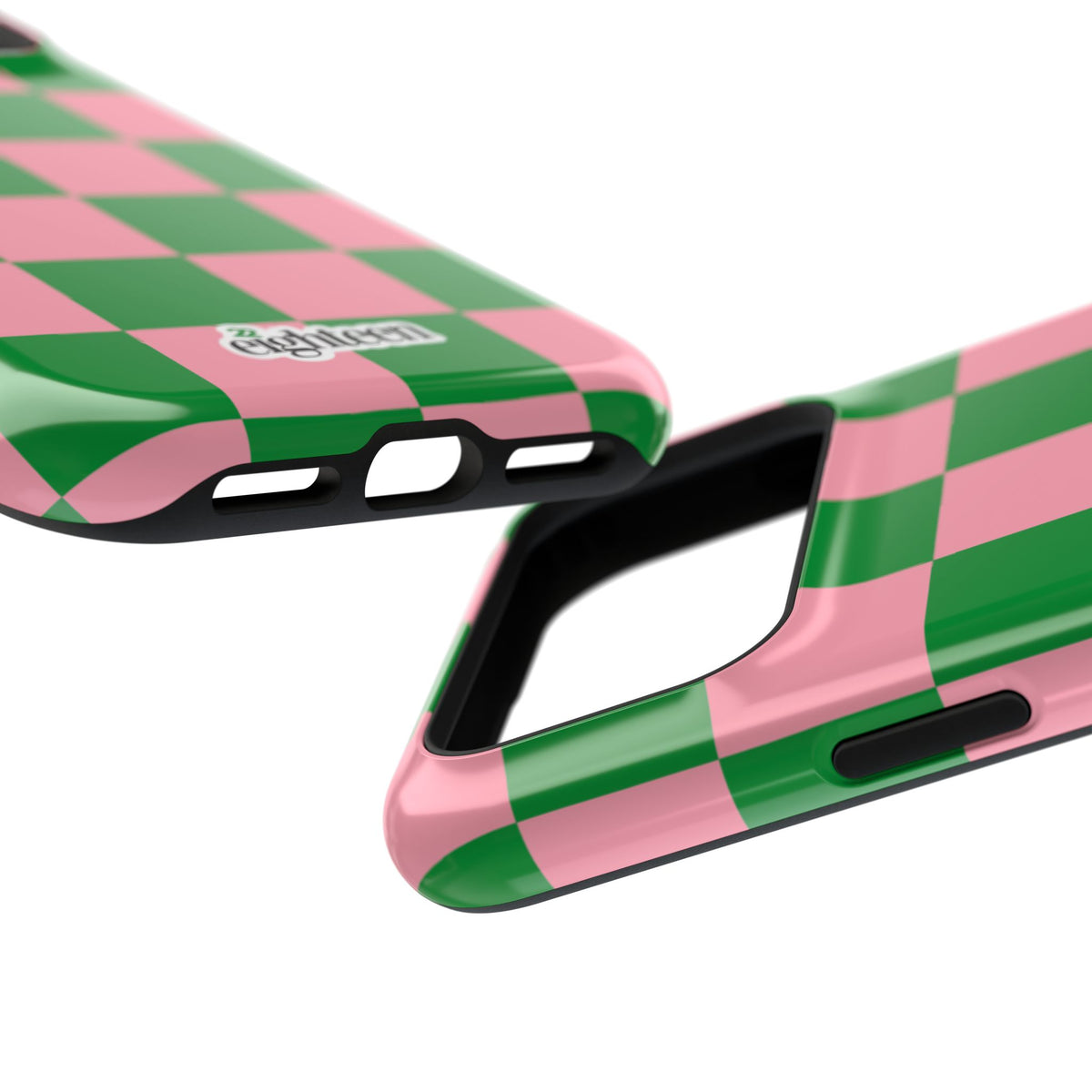 Pink Salmon & Apple Green Check, Please! MagSafe Phone Case