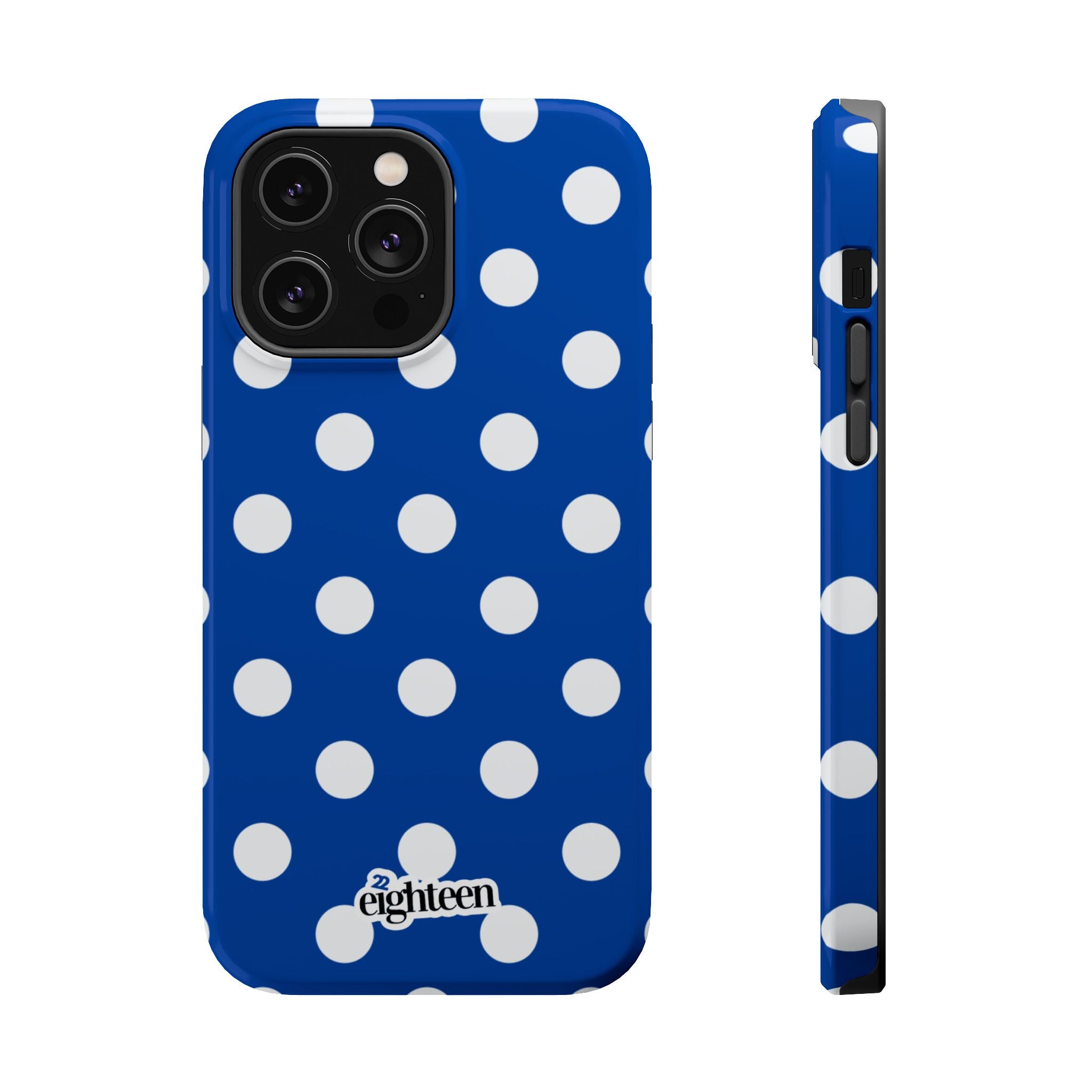 Royal Blue & White Polka Dot MagSafe Tough Case