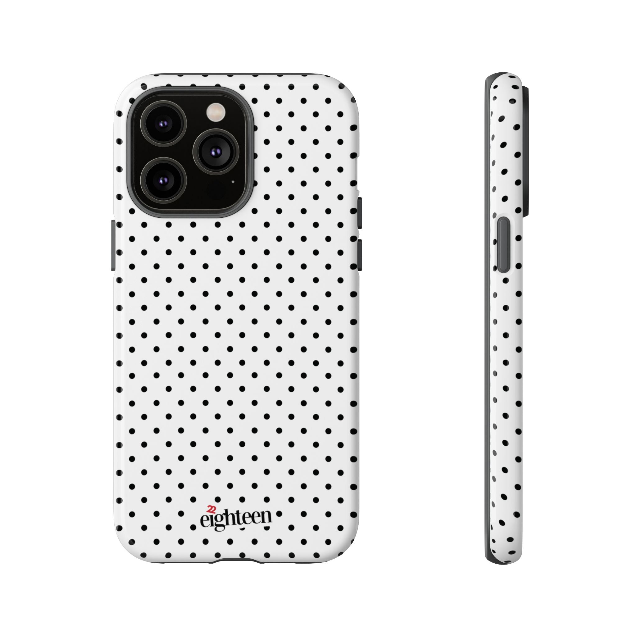 White Dotty Tough Phone Case