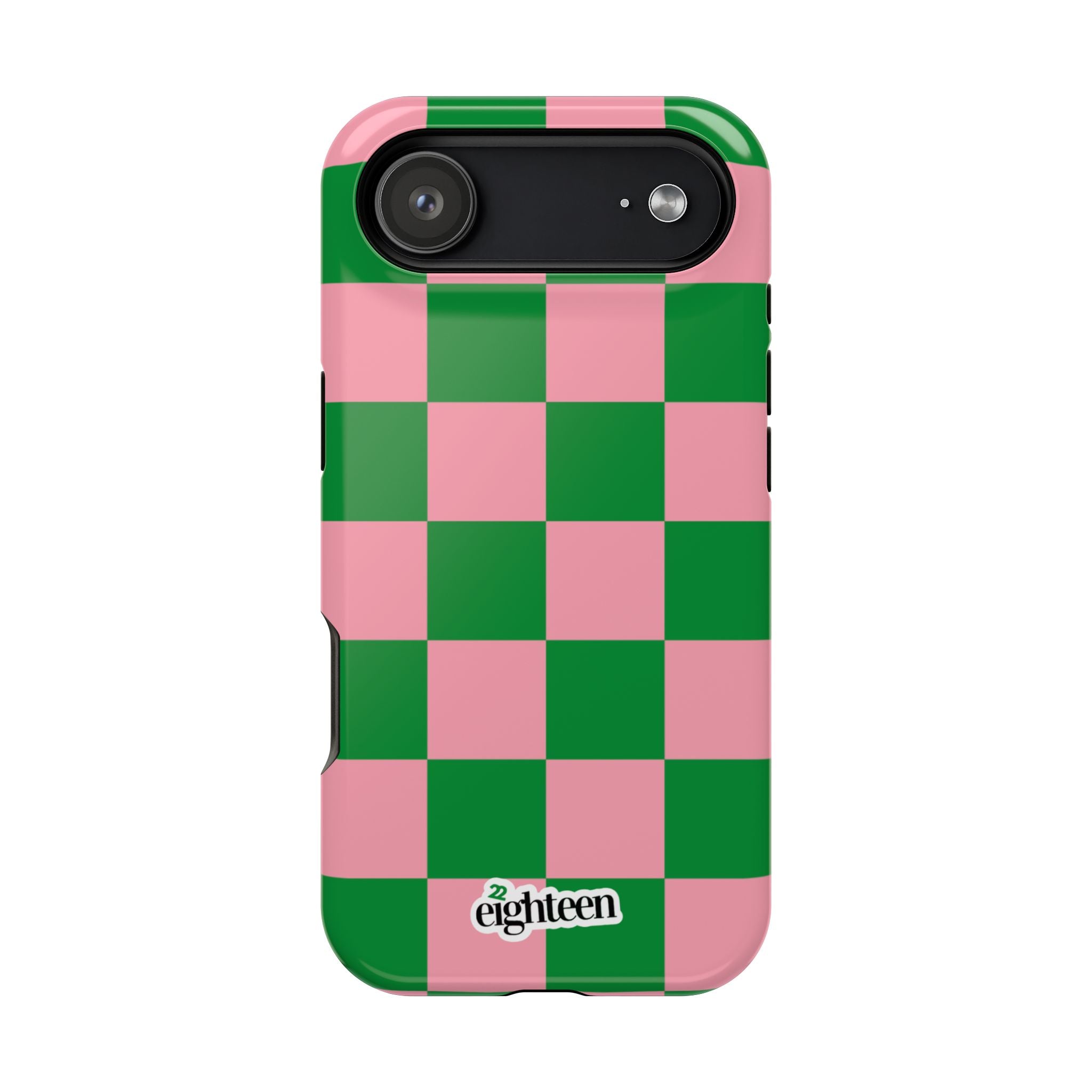 Pink Salmon & Apple Green Sorority Checkered MagSafe Tough Case