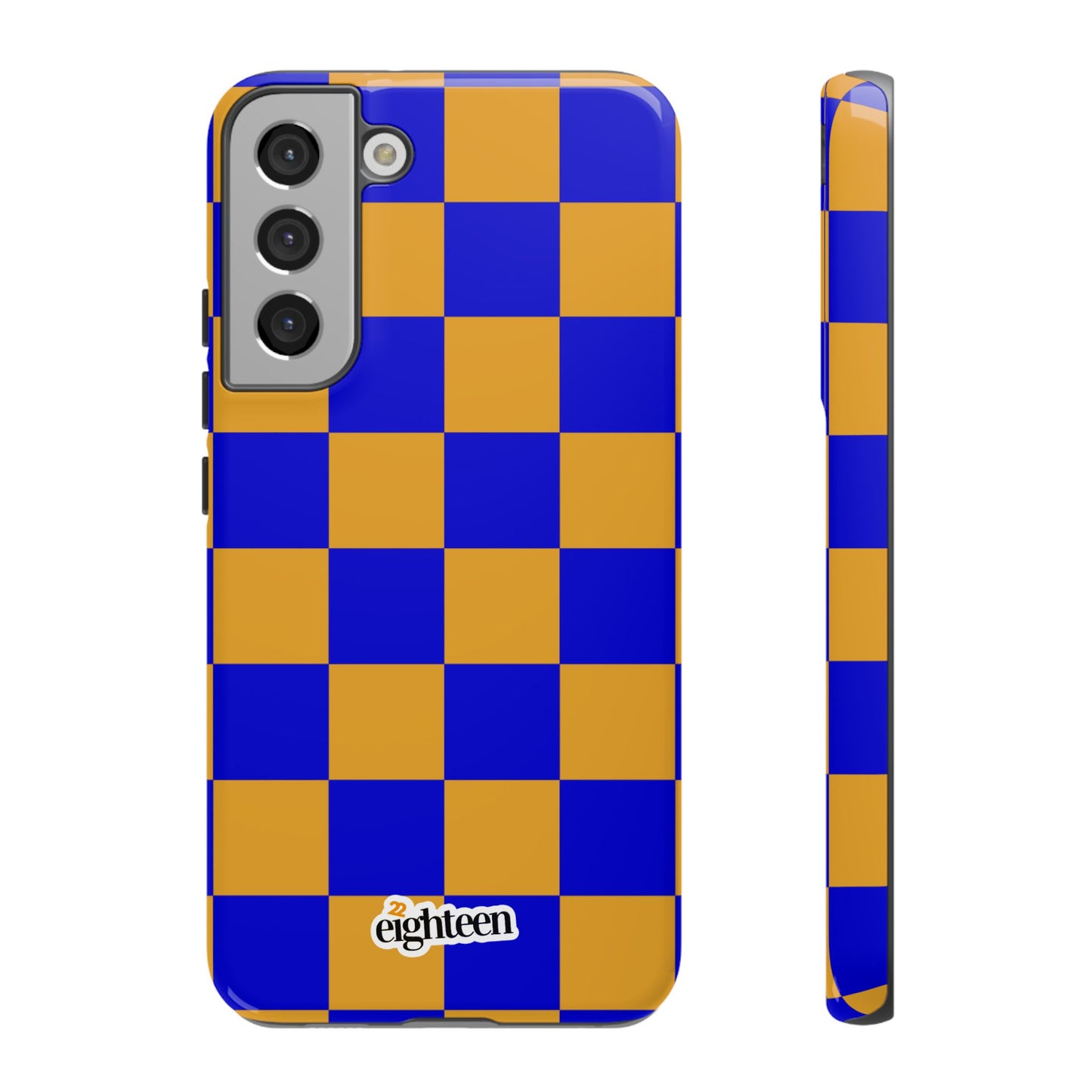 Royal Blue & Gold Checkered Tough Phone Case