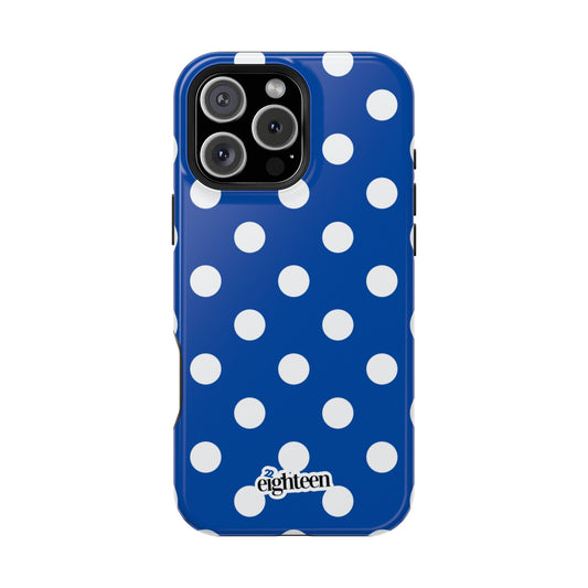 Royal Blue & White Sorority Polka Dot MagSafe Tough Case