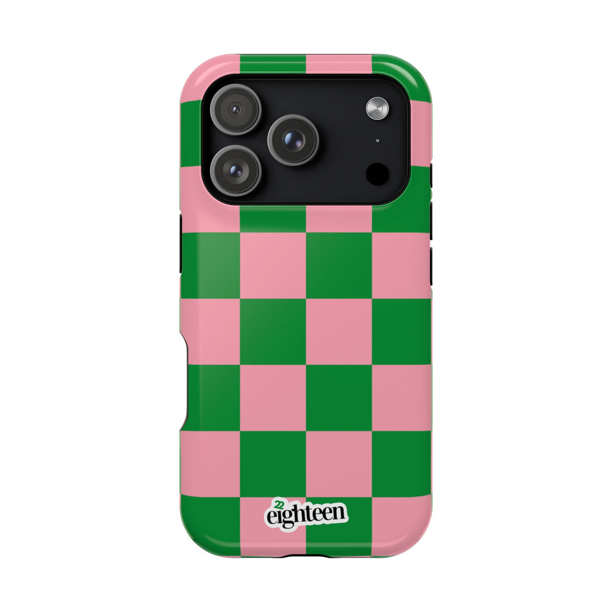 Pink Salmon & Apple Green Check, Please! MagSafe Phone Case
