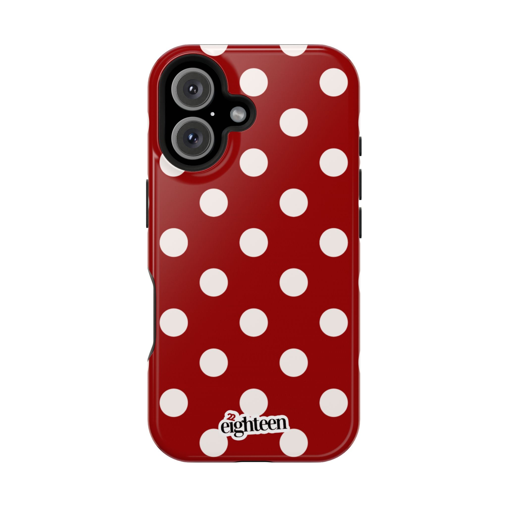 Crimson & Cream Polka Dot MagSafe Tough Case